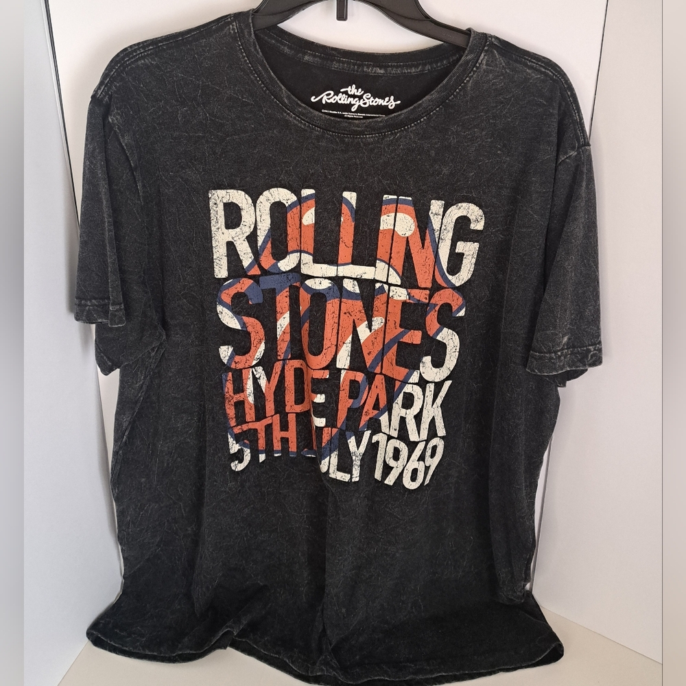 The Rolling Stones Hyde Park 1969 T Shirt Men's XL Black Pullover Crew Neck NWOT